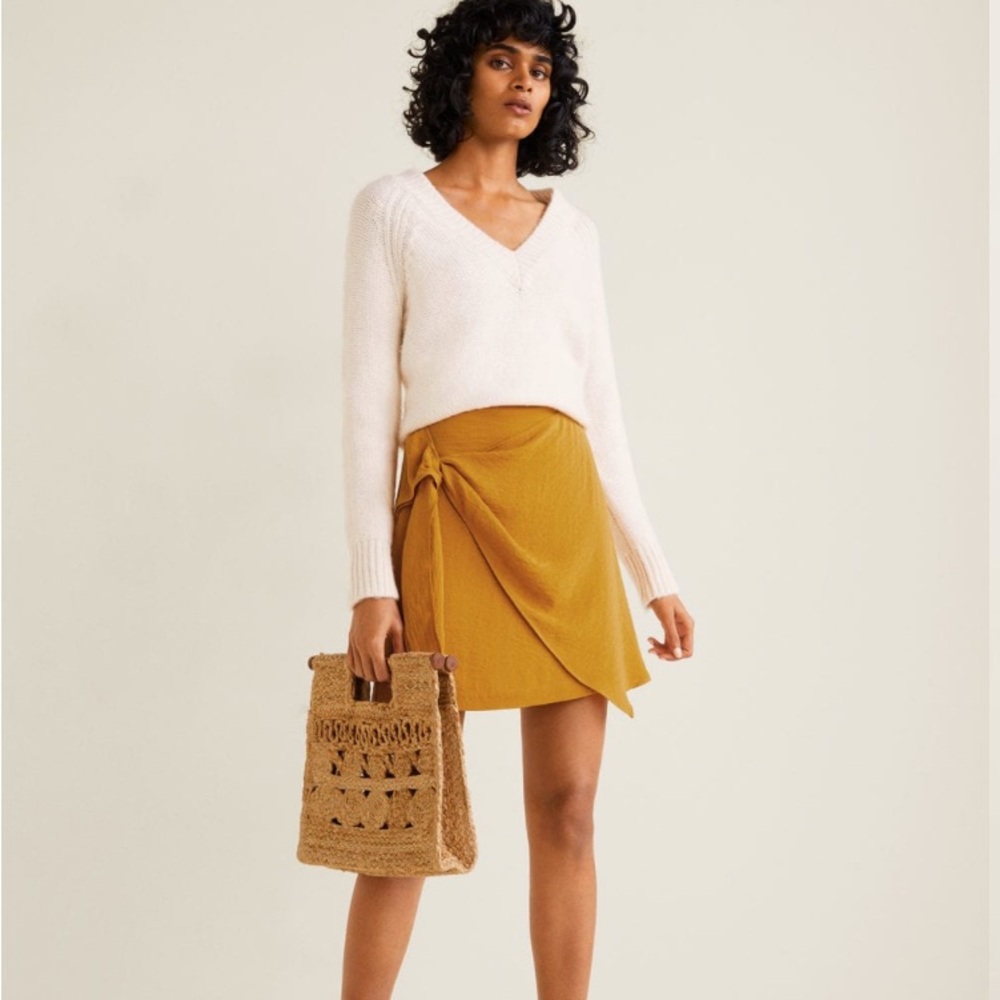 Mango Bow Satin Skirt